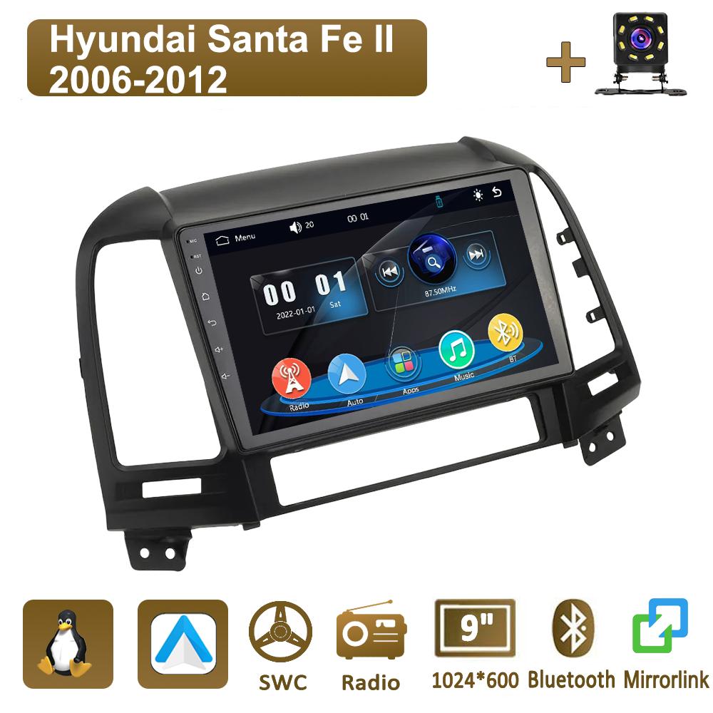 

Icreative Car Radio Multimedia MP5 Player Head Unit Stereo BT For Hyundai Santa Fe II 2006-2012 чёрный