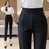 Women's High Waist Black Slimming Cigarette Pants - Professional Commute & Casual Wear