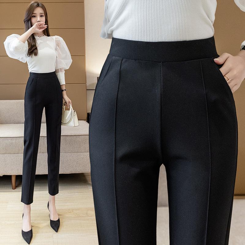 Women's High Waist Black Slimming Cigarette Pants - Professional Commute & Casual Wear