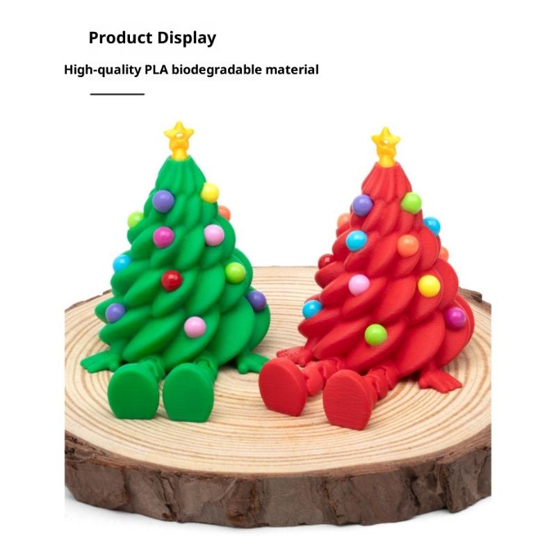 3D Printed Christmas Cute Desktop Ornaments Christmas Trees With Colorful Joints And Movable Shapes Christmas Gift Decorations