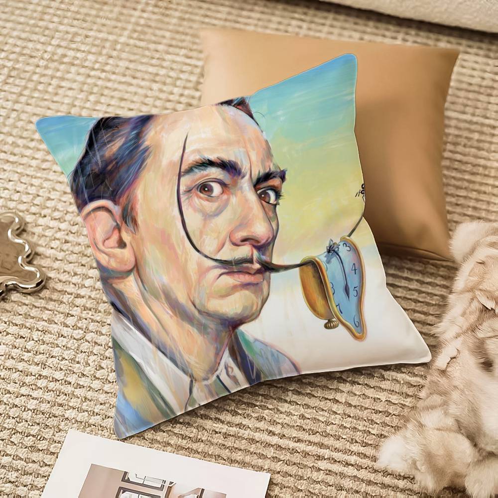 Salvador Dali Pop Art Pillow Case Anti-dustmite Invisible zipper Sofa Bed 12x12Inch