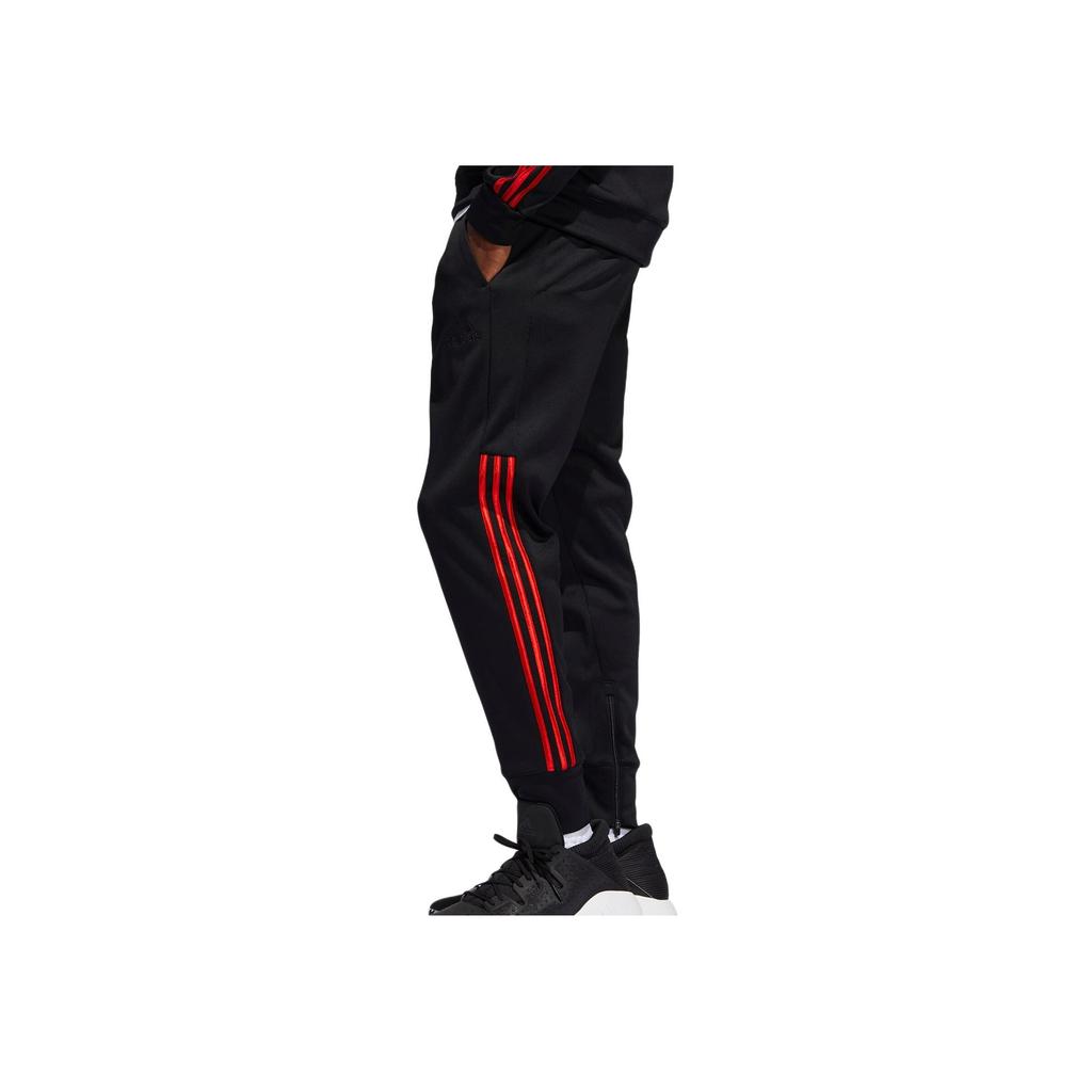 Adidas Mid-Waist Striped Casual Knit Sports Pants Men Bottoms Black FH7731