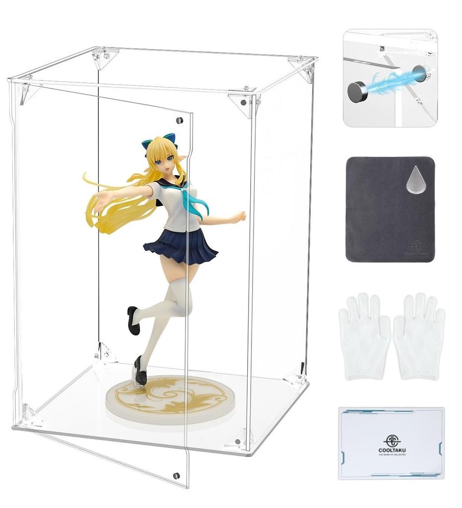 COOLTAKU Figure UV Magnetic Magnetic Front Collection More Assembled Acrylic Display Stain Cleaning Cloth Figure Storage 20 X Depth 20 X Height White