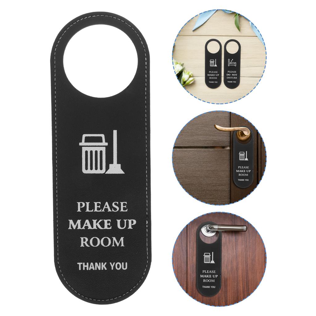 2Pcs Hotel Door Sign PU Do Not Disturb Hanger Double Sided for Guest Room Office Bedroom Door Knob Privacy Tag
