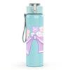 1PC Light Purple Bow Flower 750ml Color Plastic Sports Water Bottle Leakproof Flip Straw Lid Suitable for Sports Office Home Use