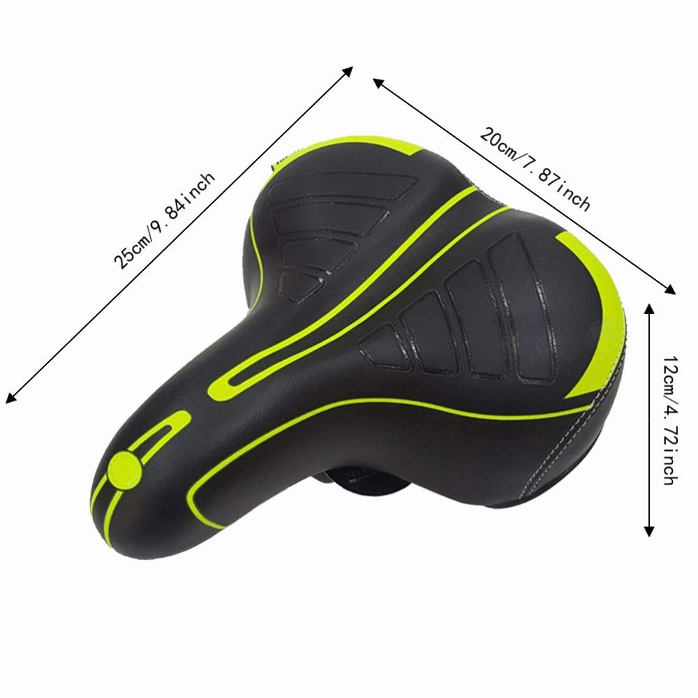 Black and Green Bike Seat PU Leather Bike Saddle Durable Bike Seat Cushion  Exercise Bike