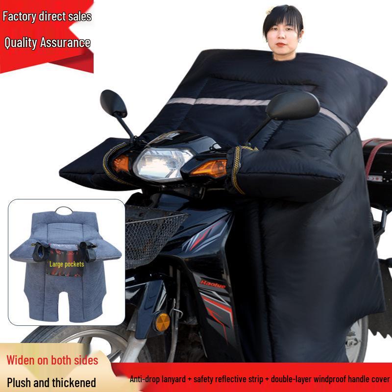 Bent Beam Motorcycle Windshield Fleece-Lined Waterproof Knee Pads - Warm, Thickened, Cold-Proof, Four Seasons Use.