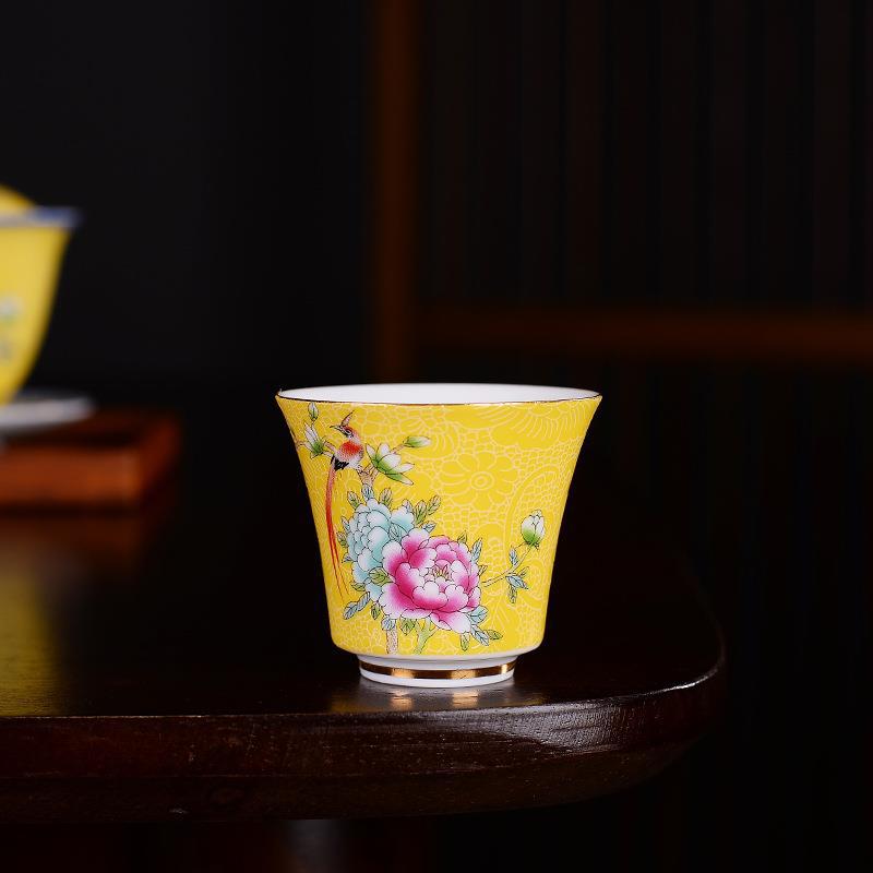 Personalized Carved Flower Teacup Pastel Douli Cup Hand-painted Ceramic Tea Cup Kung Fu Tea Set Tasting Cup Master Single Cup