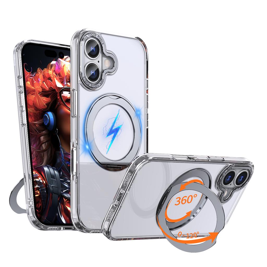 For iPhone 17 Case Compatible with MagSafe TPU + Acrylic Kickstand Phone Cover