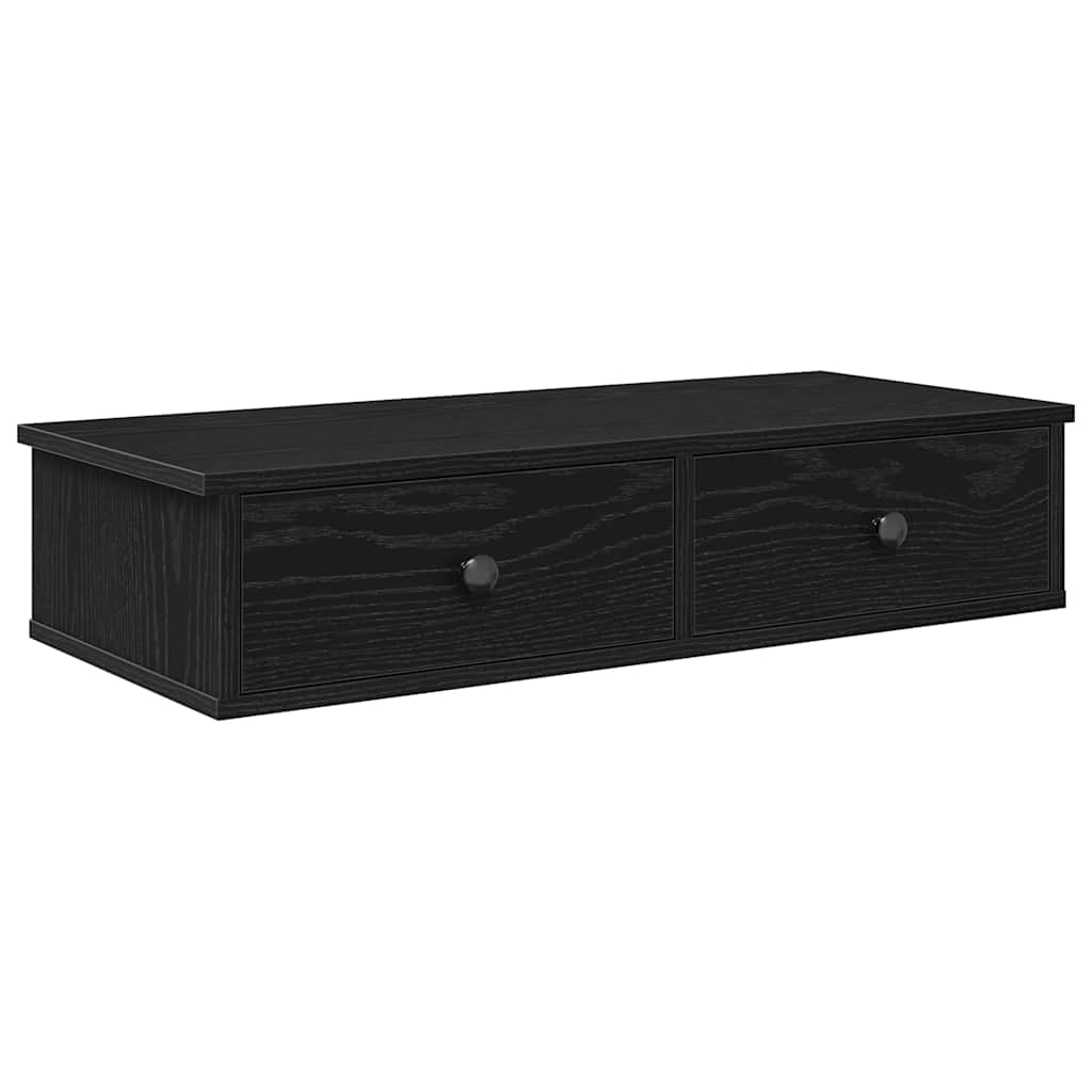 vidaXL Wandregal mit Schubladen Schwarz 80x31x17 cm Holzwerkstoff