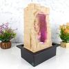 Stein Gufa Ganesha Tischbrunnen mit LED RGB Licht für Wohnkultur/Büro/Geschenk/Einweihungsgeschenk/Hochzeitsgeschenk (Beige Stone)