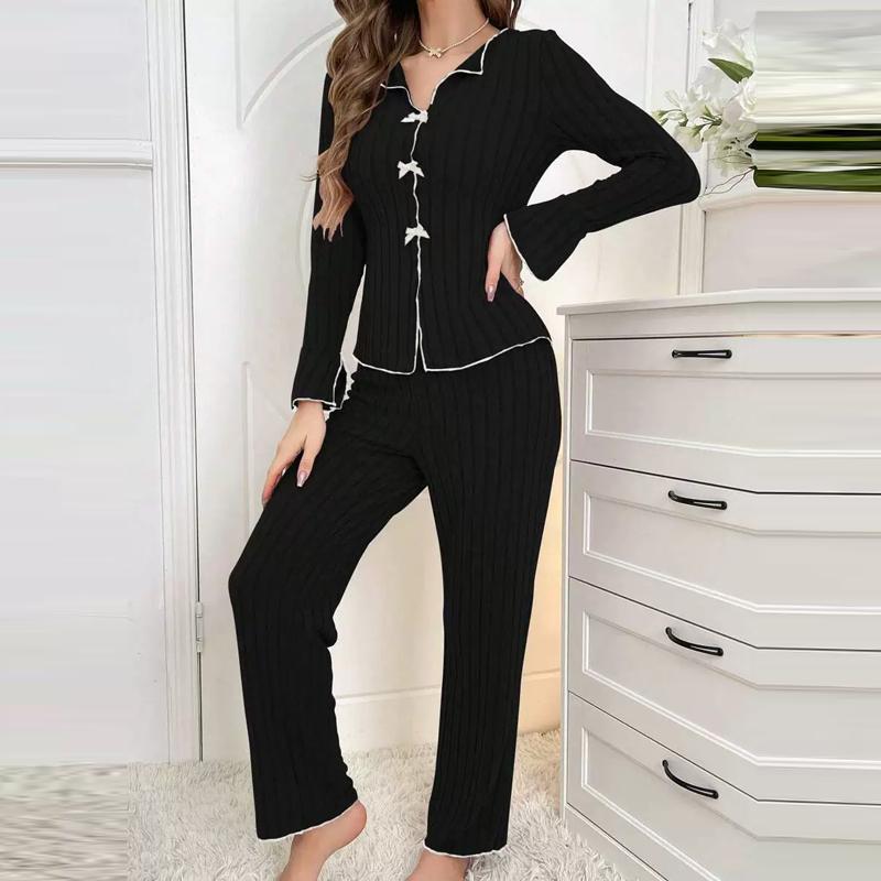 

Женская пижама из двух частей, осенне-зимняя, домашняя, теплая, повседневная, модная и удобная, комплект домашней одежды для женщин M