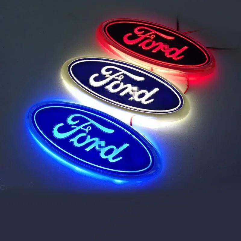 Bilklistremerke 2026 LED-lys Logo-klistremerke for Ford Explorer F150 F250 Focus Mondeo Frontemblem Bakdekorasjoner Bilstyling Bakemblem
