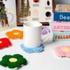 Punch Needle Embroidery Set With 6 Florals Coasters Pattern and Reusable Tool for Child Adults