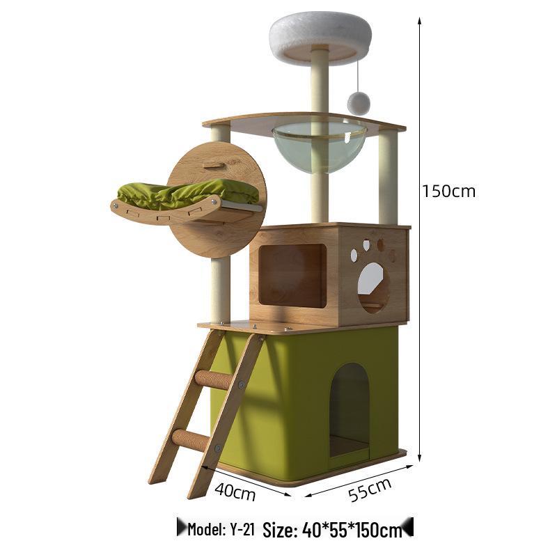 Multifunctional Cat Tree: Climbing Frame, Bed, Scratching Post, Jumping Platform, Large Villa, Capsule, Space-Saving