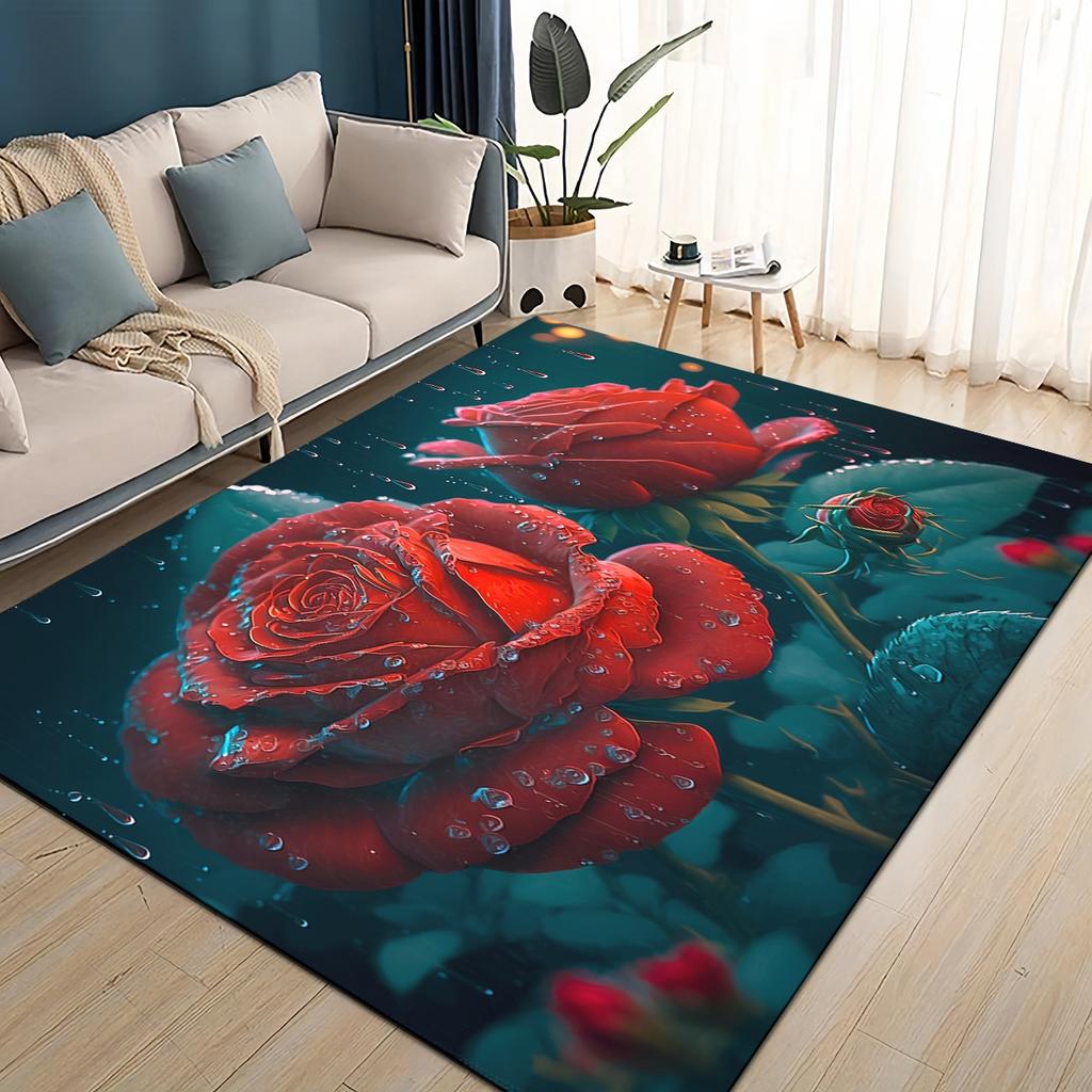 27 Style New Colorful Rose Romantic Flower Love Carpet Rug for Living Room Bedroom Home Sofa Decoration,kids Non-slip Floor Mat