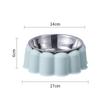 Stainless Steel Anti-Spill Cat Bowl with Chin Protection and Elevated Pudding Flower Design