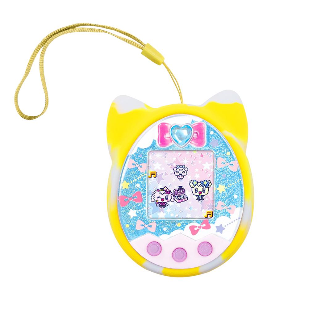 

Мягкий силиконовый чехол для всесторонней защиты с ремешком, водонепроницаемый, в форме мультяшного кота, устойчивый к царапинам для Tamagotchi Meets/4U/4U+ жёлтый