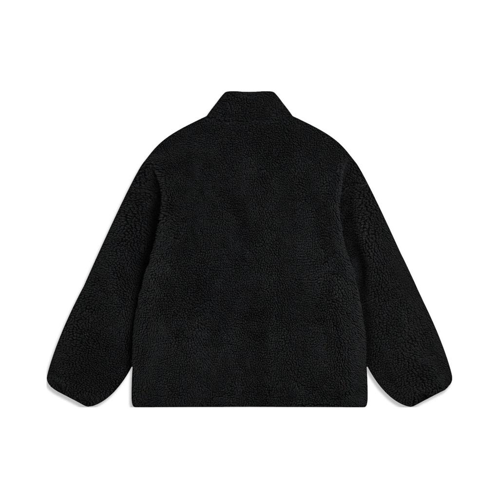 Li Ning Sports Lifestyle Series Color Block Warm Loose Short Lamb Fleece Jacket Unisex Jacket Black AFDT947-2