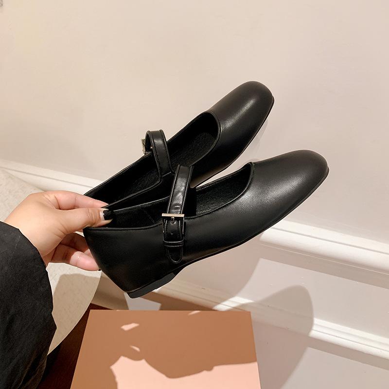 

Маленький рост увеличение внутренней высоты 5 см балетки квадратный носок слово с мелким вырезом ретро Мэри Джейн туфли-лодочки женские 2025 лето 40