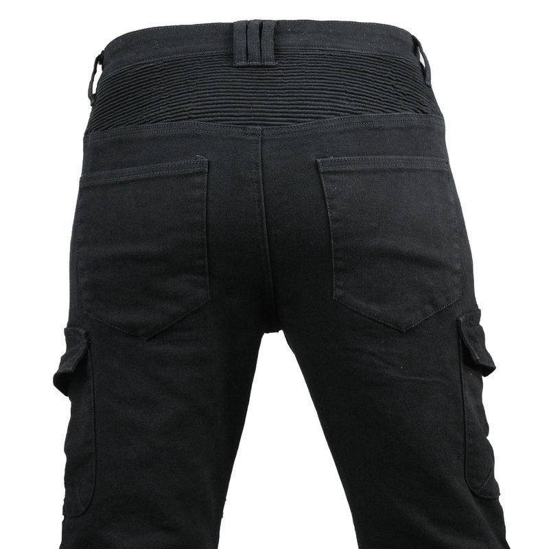 New product Motorcycle jeans men, locomotive tooling multi-bag cycling pants, zipper casual straight pants, knee pads