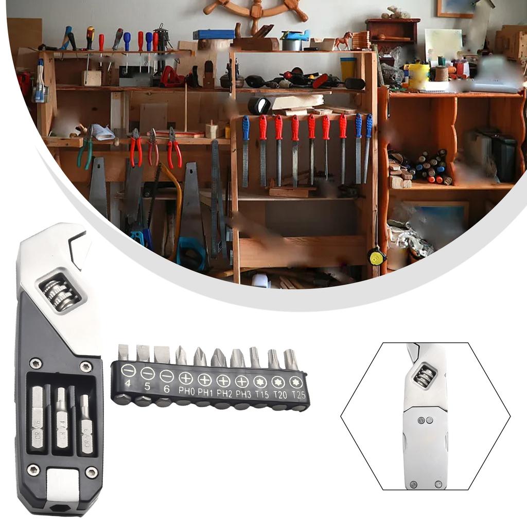 Stainless Steel Adjustable Wrench Folding Hex Wrench with Multi Function Capability for Outdoor and Household Applications