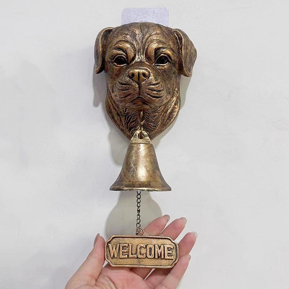 Dinner Bell Outdoor Dog Head Shape Welcome Doorbell Vintage Farmhouse Doorbell for Front Door Garden Sheds Cottage Retreats