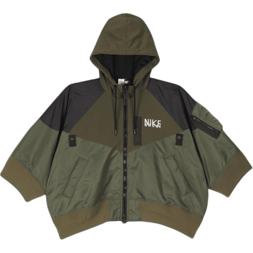 

Куртка Nike X Sacai Alphabet Logo Print Colorblock на блискавці з капюшоном Жіночі куртки армійсько-зелені DQ9049-325 S