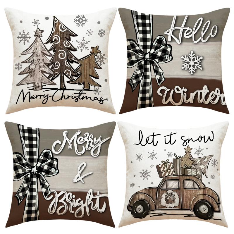 Merry Christmas Decoration Pillowcase New Year Gift Santa Claus Snowman Pattern Home Room Decoration Sofa Cushion Cover