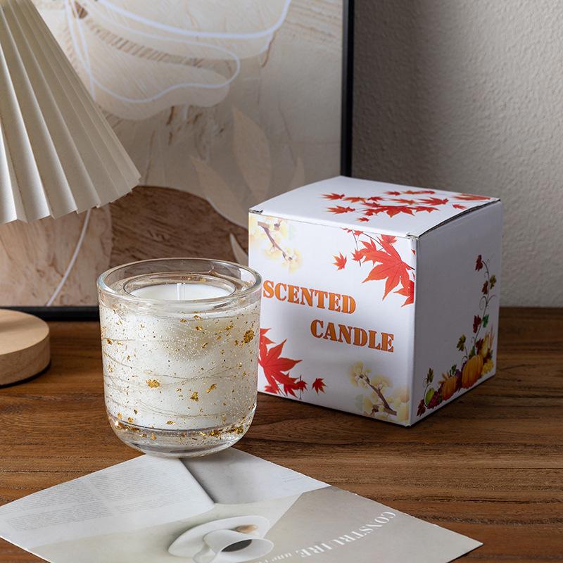 Gold Glitter Scented Candle with LED Light and Aroma Incense