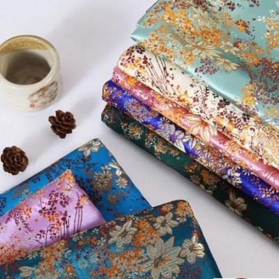 75*100cm Faux Silk Satin Fabric Brocade Damask Embroidery Floral Dress Sew Craft