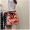 Handbag, Simple and Fresh Striped Bag, Shoulder Bag, Casual and Fashionable Large Capacity Shopping Bag