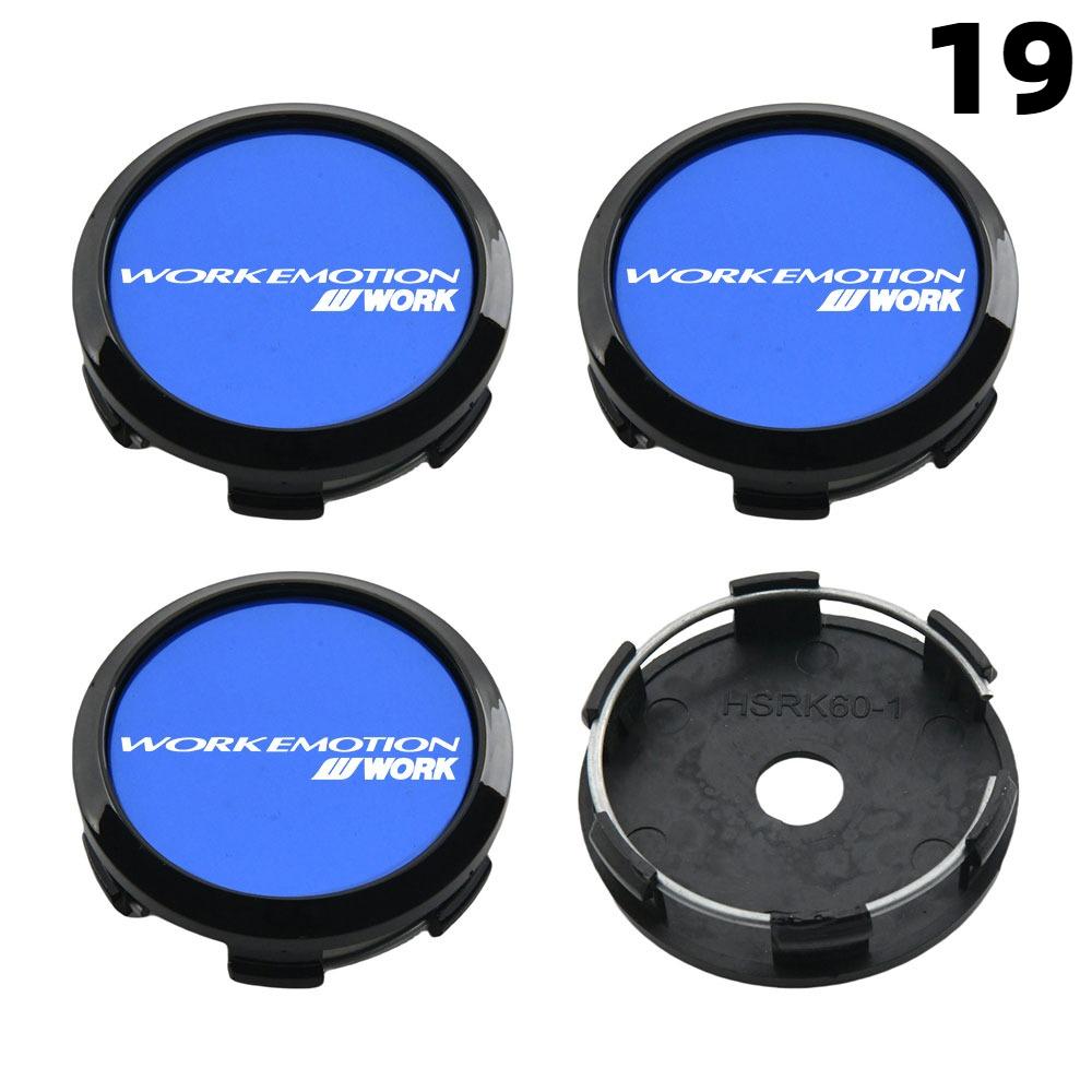 4PCS OD 60MM / ID 56MM Cap For Rims WORK EMOTION EQUIP MEISTER VS Emblem Wheel Center Cap Sport Car Logo Wheel Cover Hub Caps