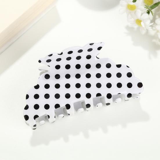 Women Hair Clip Black White Dot Print Acrylic Back Head Hair Claw Anti-slip Teeth Lightweight Colorfast Strong Grip Large Shark Clip