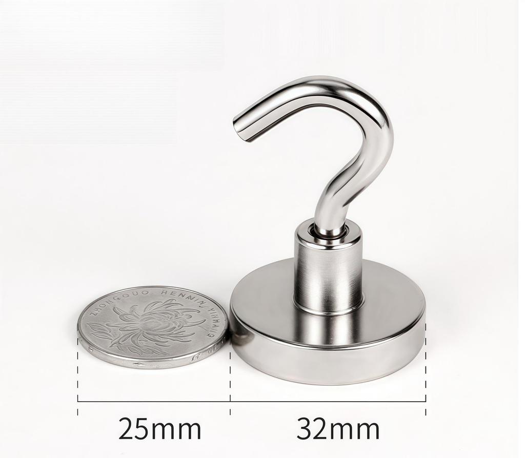 Neodymium Iron Boron Magnetic Hook Hanger, E16 Metal Magnetic Suction Cup, Punch-Free Installation.