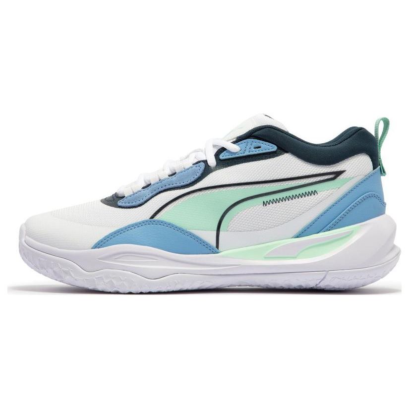 Puma Playmaker Pro Fashion Versatile Non-Slip Durable Low-Top Basketball Shoes Unisex Sneakers White Blue Green 377572-14