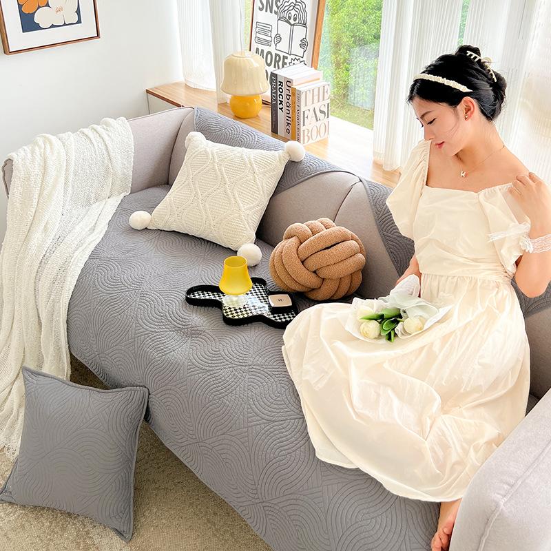 

Простая стираная хлопковая стеганая диванная подушка для гостиной, чехол для дивана, подушка, ткань, нескользящий чехол, полотенце 70*70cm