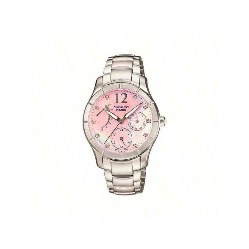 Casio SHEN Waterproof Stainless Steel Band Pink Analog Watch SHN-3014DP-4A розовый