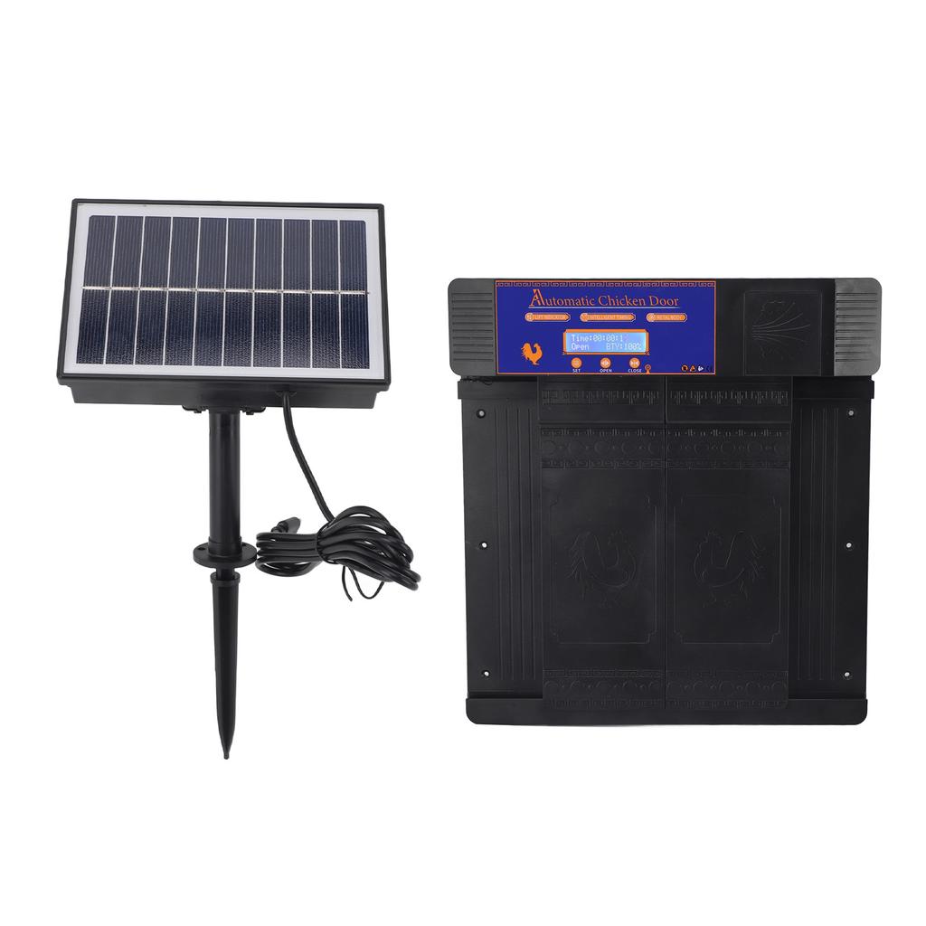 Automatic Chicken Door with Timer Solar Battery Powered LED Display Double Doors Electric Chicken Coop Opener