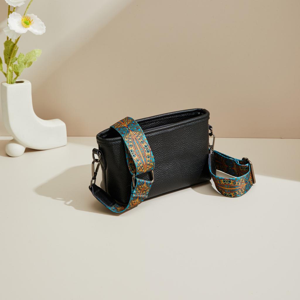 Leather Women'S Bag Handmade First-Layer Cowhide Shoulder Bag Colored Woven Shoulder Strap Crossbody Small Square Bag