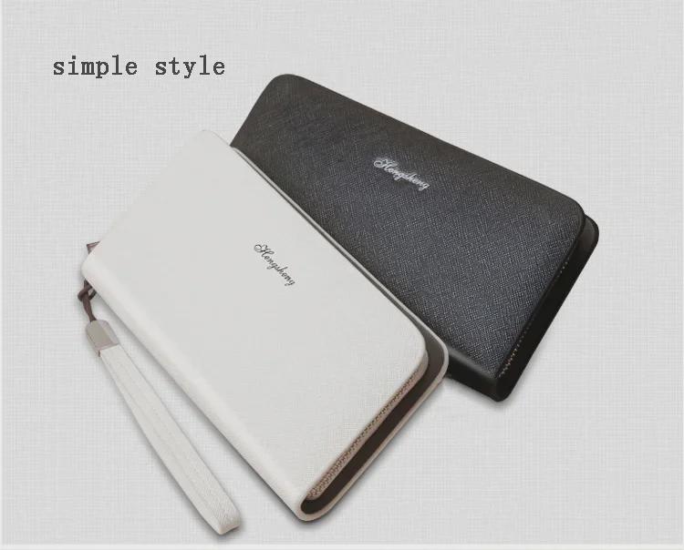 Hengsheng Men's Business Casual Clutch Wallet - Large Capacity Long Coin Purse with Hand Strap