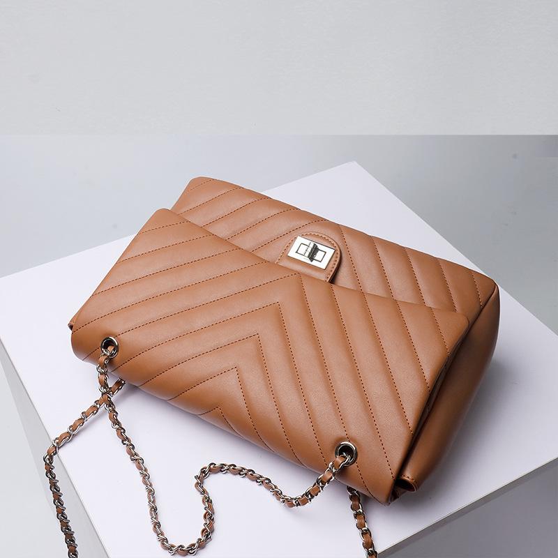 Vendita diretta in fabbrica borsa a tracolla a catena rombica in pelle di mucca borsa tote di grande capacità borsa a spalla messenger da donna in vera pelle per pendolari