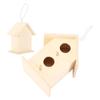 Innovative Wooden Birdhouse Natural and Safe DIY Wooden Small Birdhouse DecorationDouble Layer Two Hole No. 2
