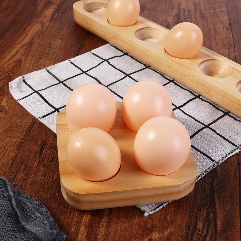 Multi-Compartment Wooden Egg Holder Japanese-style Egg Storage Rack Egg Plate  Refrigerator