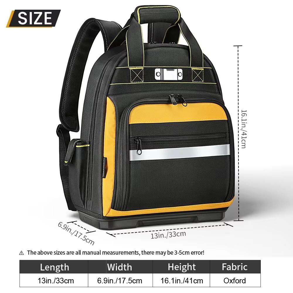 Large Capacity Tool Backpack Waterproof Wear-resistant Heavy Duty Tool Organizer Thickened with Hard Bottom Electrician Tool Bag