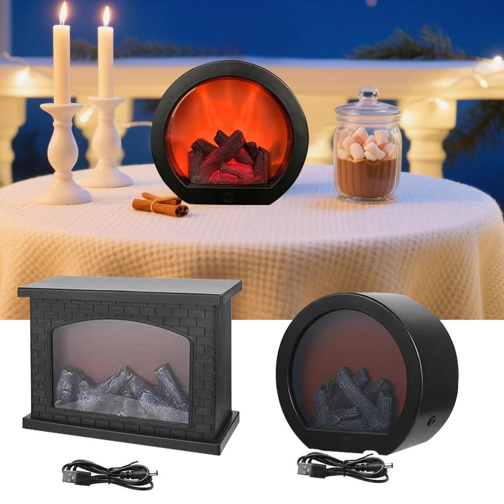 Outdoor Fireplace Lanterns Flameless LED Fire Lamp Battery Operated USB Charging Decorative Flameless Tabletop Light For Indoor