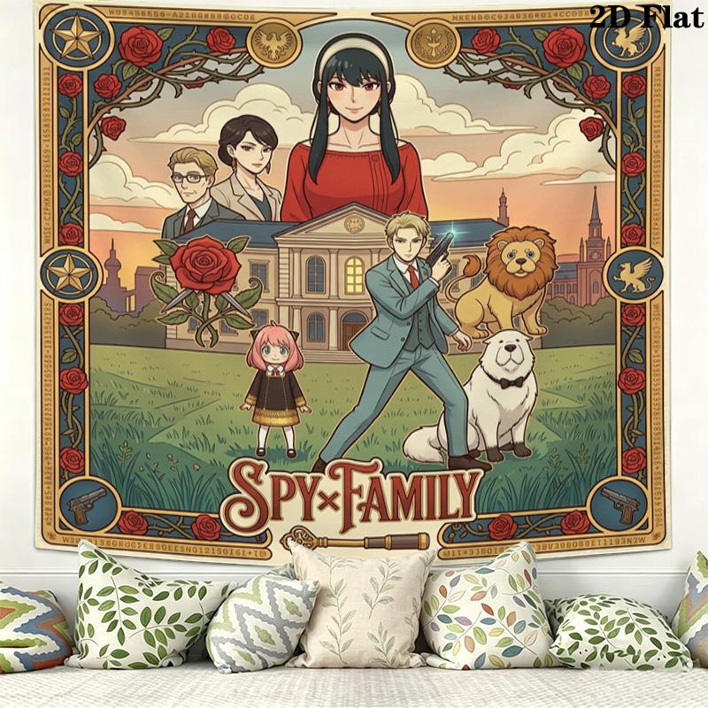 Spy Family Wall Tapestry Aesthetic Wall Hanging Printed Fabric Blanket Decorative Tapestries For Bedroom Living Room Home Decor