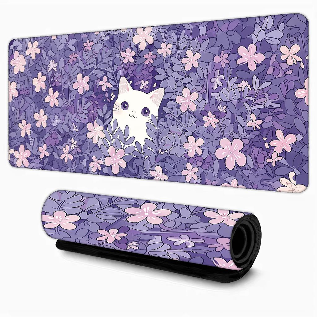 Green Aesthetic Cute Cat Design anime Mouse Pad Desk Mat Gaming pad NonSlip Stitched Edge desk accessories Computer mousepads