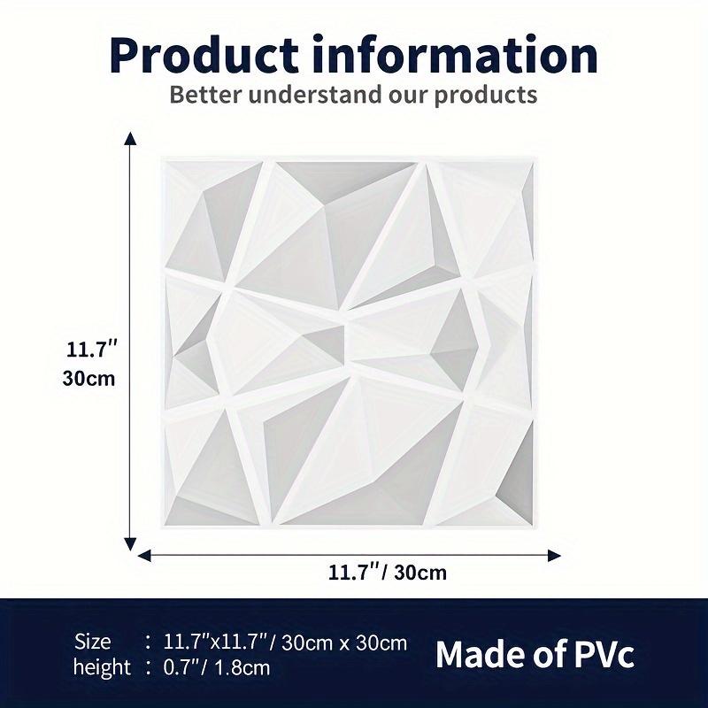 12 szt. 11,8 cala x 11,8 cala Panel ścienny 3D z teksturą PVC w kształcie diamentu do salonu, sypialni, tła TV, wnętrza biura firmy, dekoracja ściany