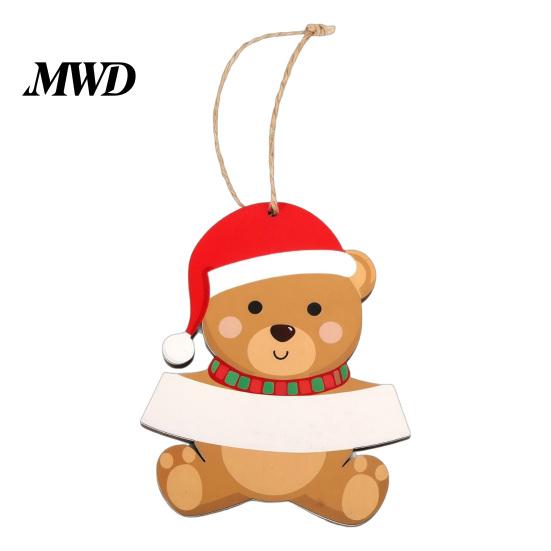 Festive Home Wall Decor Christmas Wooden Ornament, Cute Bear Gingerbread Gnome Cat Dog DIY Holiday Hanging Decorations for Tree, Party Car Reusable